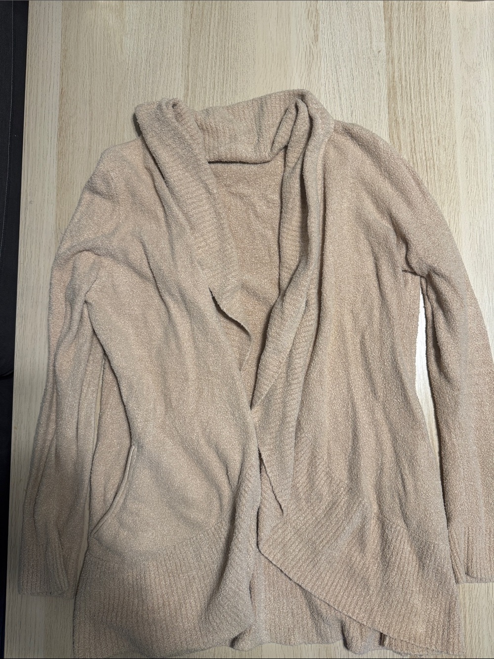 Barefoot Dreams Open-Front Cream-Tan Cardigan